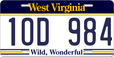 WV license plate 1OD984