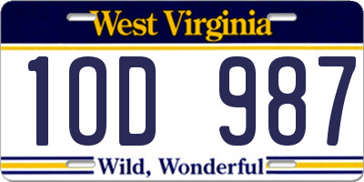 WV license plate 1OD987