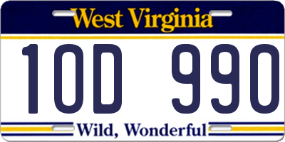 WV license plate 1OD990