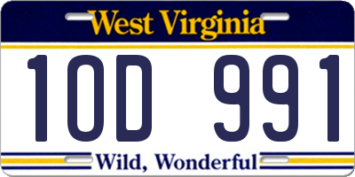 WV license plate 1OD991