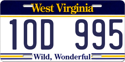 WV license plate 1OD995