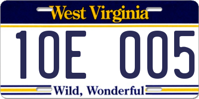 WV license plate 1OE005