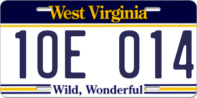 WV license plate 1OE014