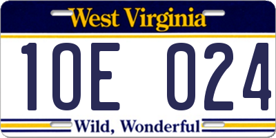 WV license plate 1OE024