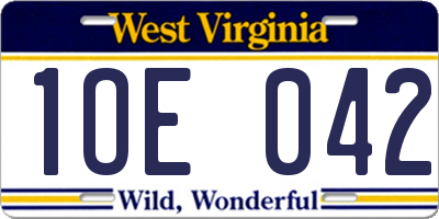 WV license plate 1OE042