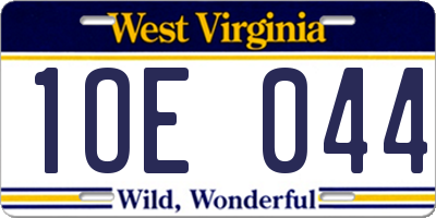 WV license plate 1OE044