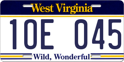 WV license plate 1OE045