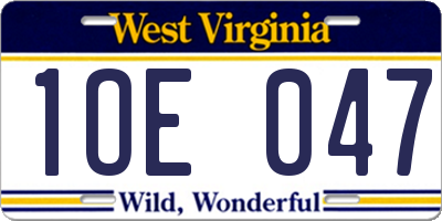 WV license plate 1OE047