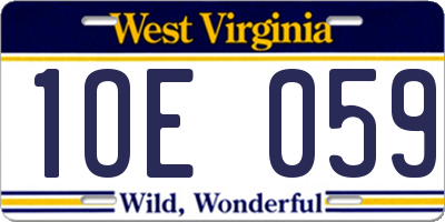 WV license plate 1OE059