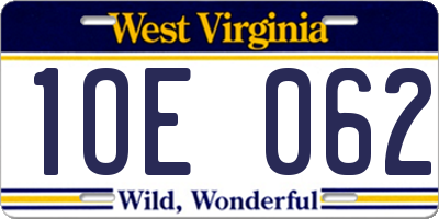 WV license plate 1OE062