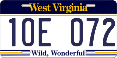 WV license plate 1OE072
