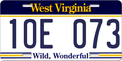 WV license plate 1OE073