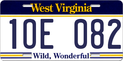 WV license plate 1OE082