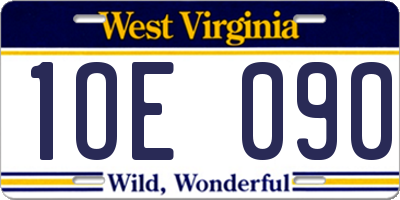 WV license plate 1OE090