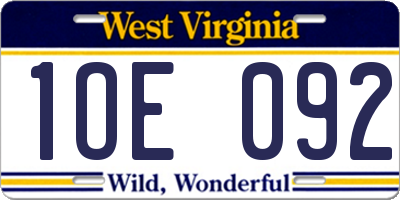 WV license plate 1OE092