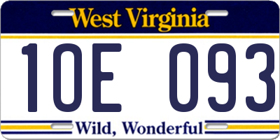WV license plate 1OE093
