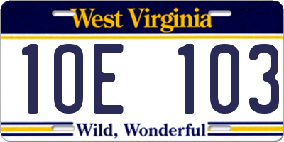 WV license plate 1OE103
