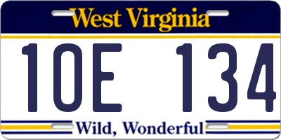WV license plate 1OE134