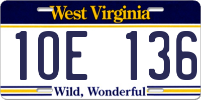 WV license plate 1OE136