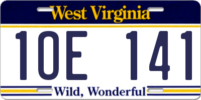 WV license plate 1OE141