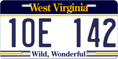 WV license plate 1OE142
