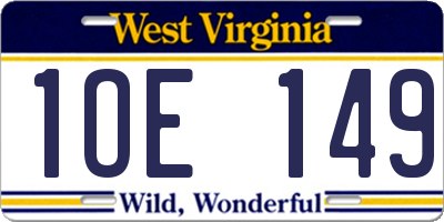 WV license plate 1OE149