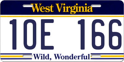 WV license plate 1OE166