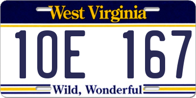 WV license plate 1OE167