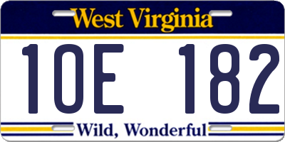 WV license plate 1OE182