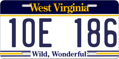 WV license plate 1OE186