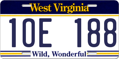 WV license plate 1OE188