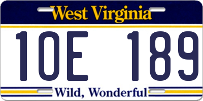 WV license plate 1OE189
