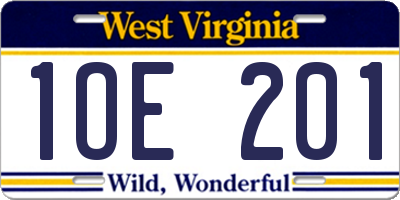 WV license plate 1OE201