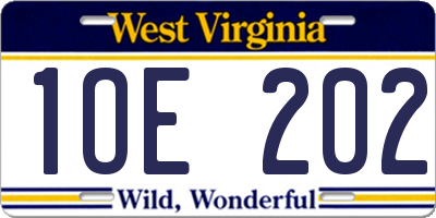 WV license plate 1OE202