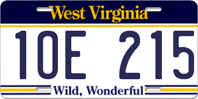 WV license plate 1OE215