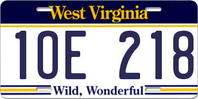 WV license plate 1OE218