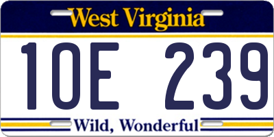 WV license plate 1OE239