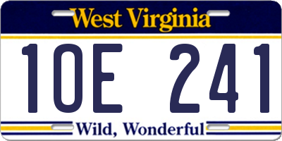 WV license plate 1OE241