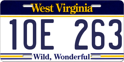 WV license plate 1OE263