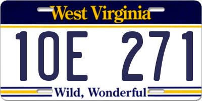 WV license plate 1OE271