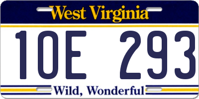 WV license plate 1OE293