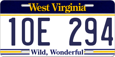 WV license plate 1OE294