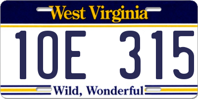 WV license plate 1OE315