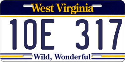 WV license plate 1OE317