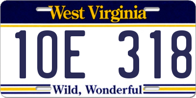 WV license plate 1OE318
