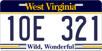 WV license plate 1OE321