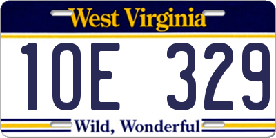 WV license plate 1OE329
