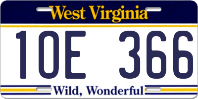 WV license plate 1OE366