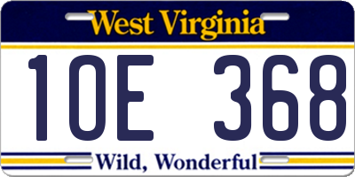 WV license plate 1OE368