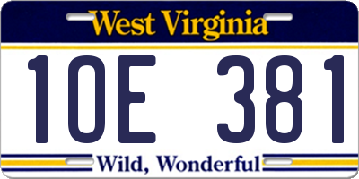WV license plate 1OE381